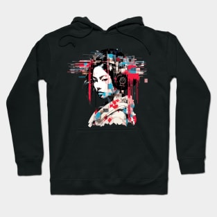 Japanese Woman Portrait Geisha Tradition Culture Abstract Hoodie